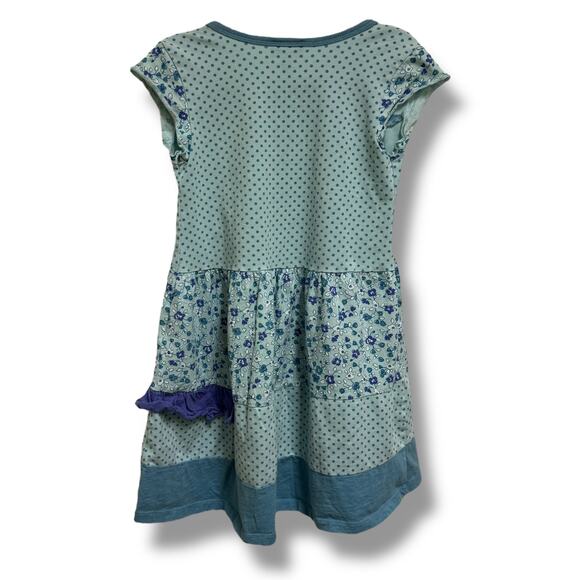 naartjie Girls Outfit Blue Floral Polka Dot Dress Leggings Size 7 Buttons - Picture 3 of 11